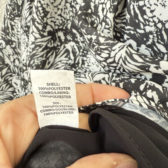 Ramy Brook Midi Tiered Quin Sleeveless printed black Mesh white Dress XS new - Picture 6 of 13